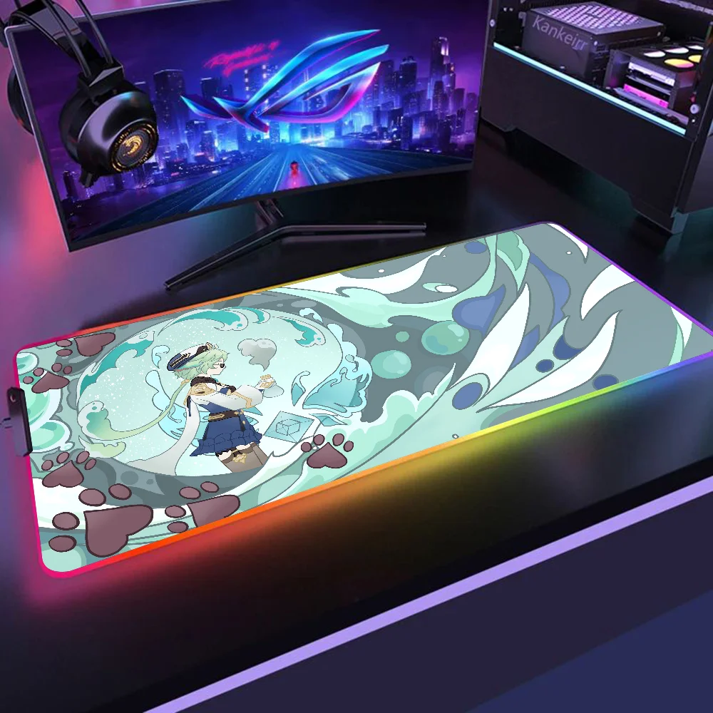 Коврик для мыши Genshin Impact Sucrose XXL RGB игровые коврики HD черные аксессуары геймеров