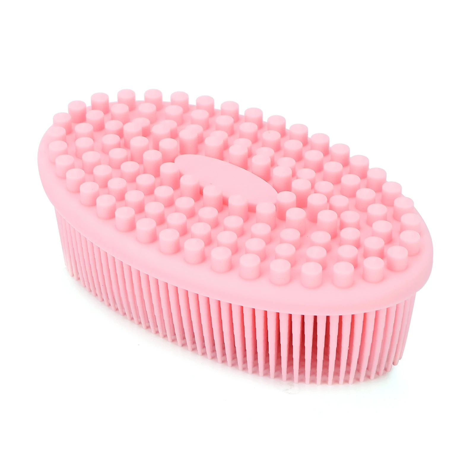 

Silicone Body Exfoliating Brush Baby Bath Massage Brush Shower Scalp Scrubber Brush Pink