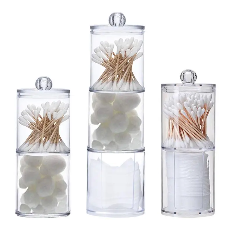

Transparent Acrylic Cotton Storage Box Cotton Swabs Holder Dispenser Box Bathroom Containers For Snack Jewelry Makeup Organizer