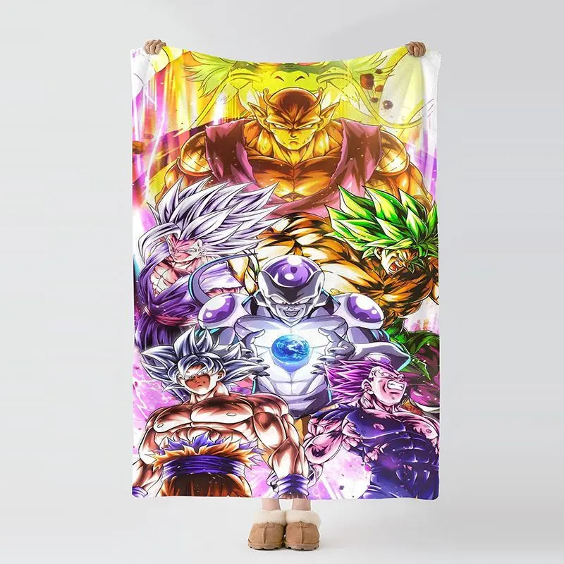 Фото Новое одеяло Dragon Ball Son Goku Kakarotte с высококачественным цифровым мультяшным принтом, мягкое и теплое одеяло для дома и спальни, подарок на день рождения №3