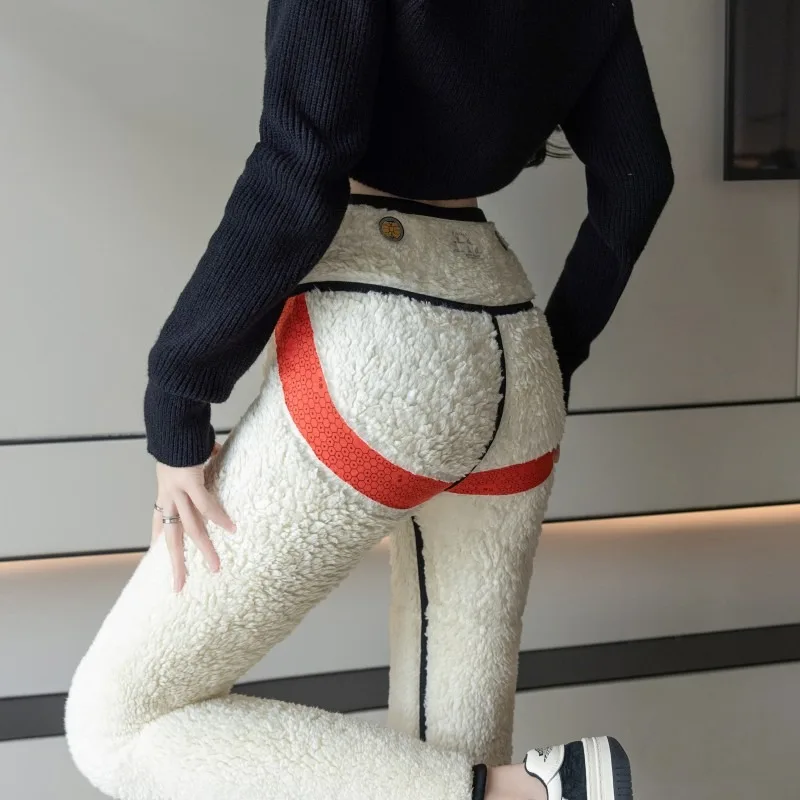 Утолщенные и плюшевые брюки из кашемира ягненка