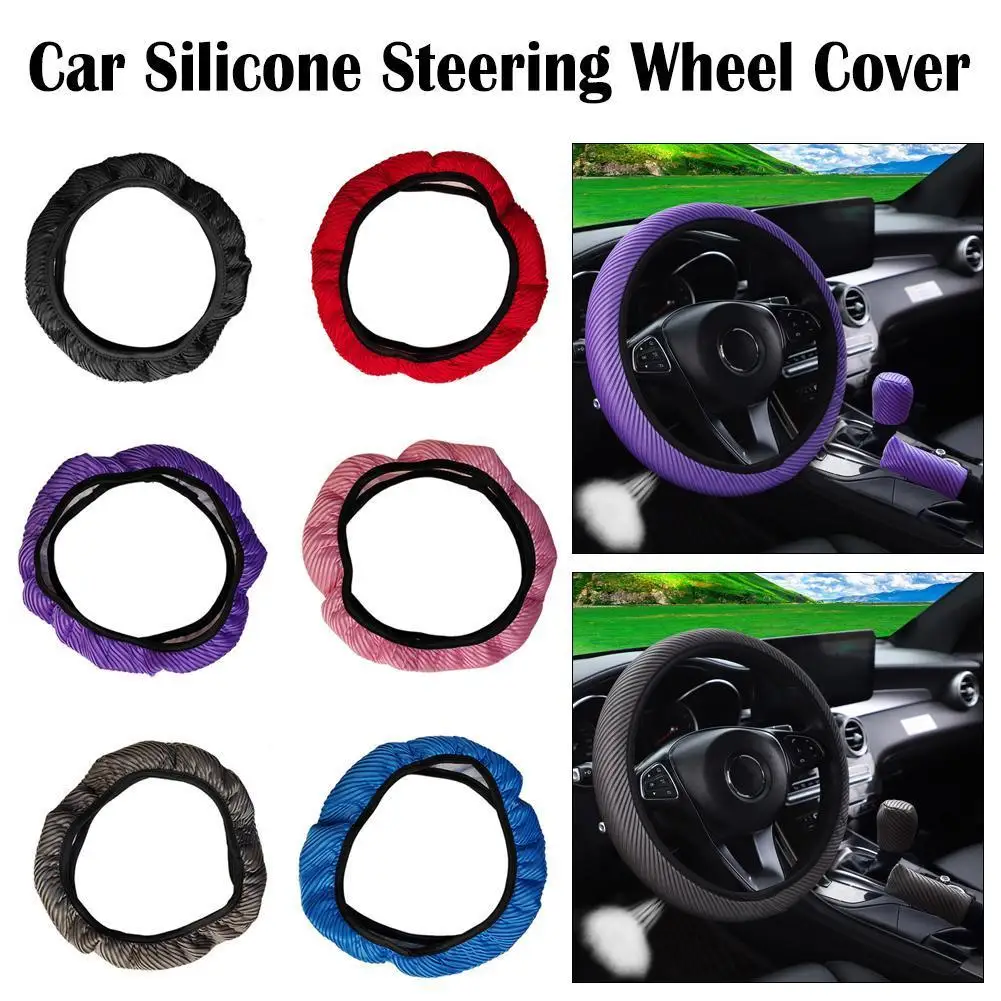 

37 38cm Universal Elastic Car Steering Wheel Cover Cover Cover Auto Wear-resistant Handbrake Anti-skid Gear Parts W9P1