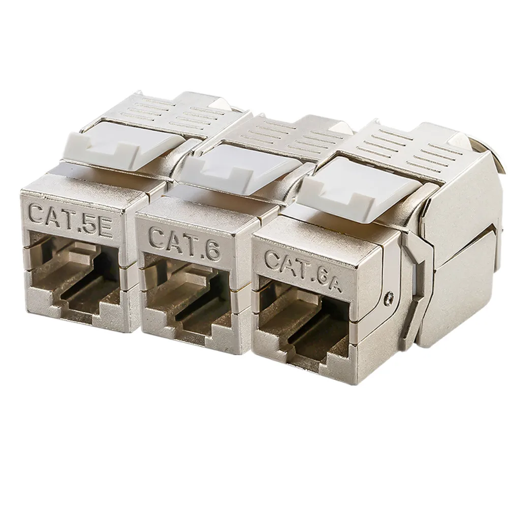 

RJ45 CAT8 Tool-Less Shielded Keystone Jack Module CAT6A CAT6 CAT5E Zinc Alloy Network RJ45 Coupler Ethernet Adapter lan Splitter