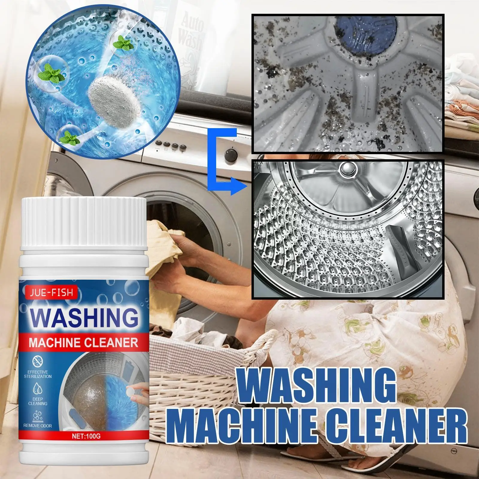 

Washing Machine Cleaner Washer Clean Detergent Effervescent Durable Chemicals Cleaning Tablet Remover Deep M7f7