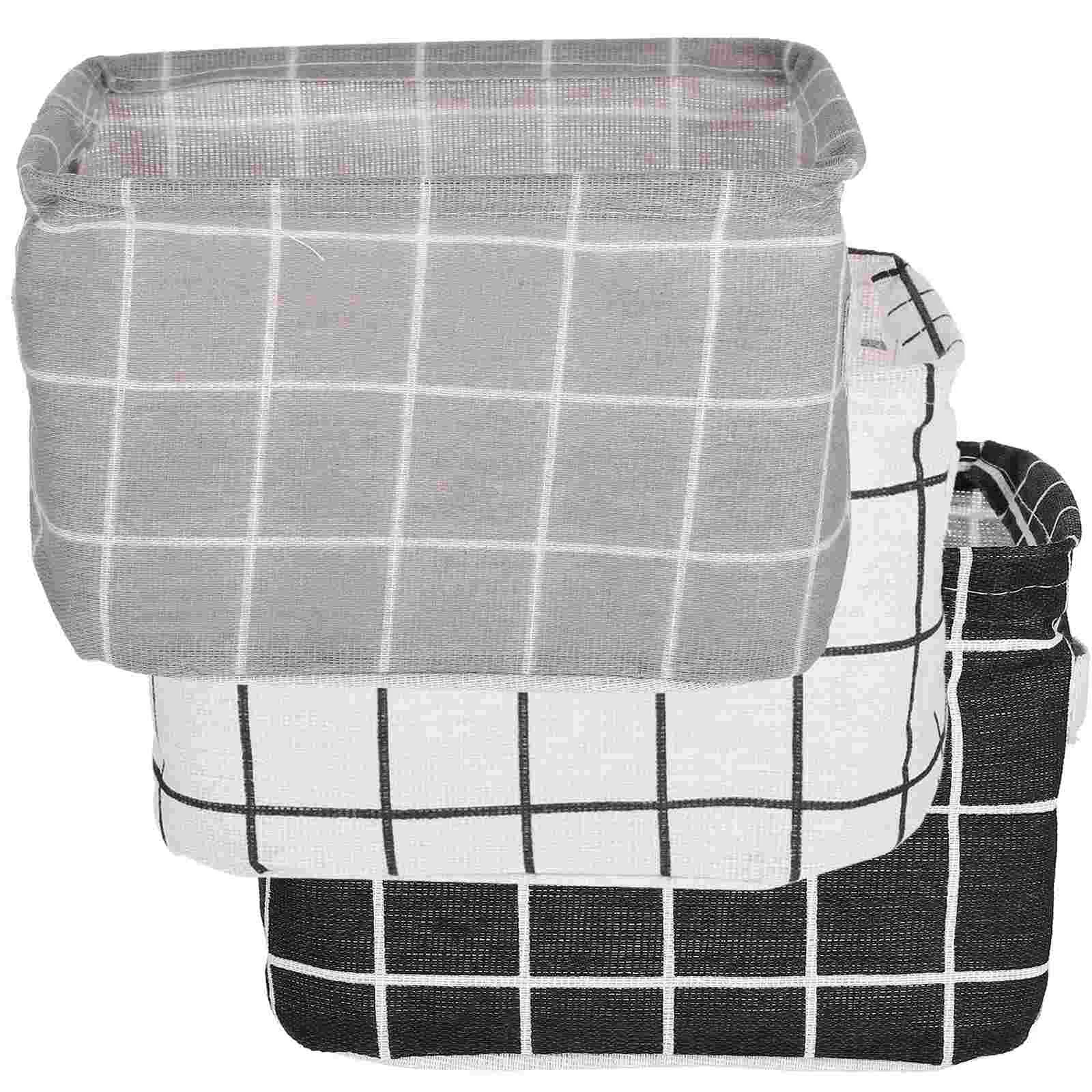 

3PCS Side Handles Cotton Cloth Lid Sundries Storage Basket Desktop Storage Basket Cosmetics Storage Basket Kids Basket