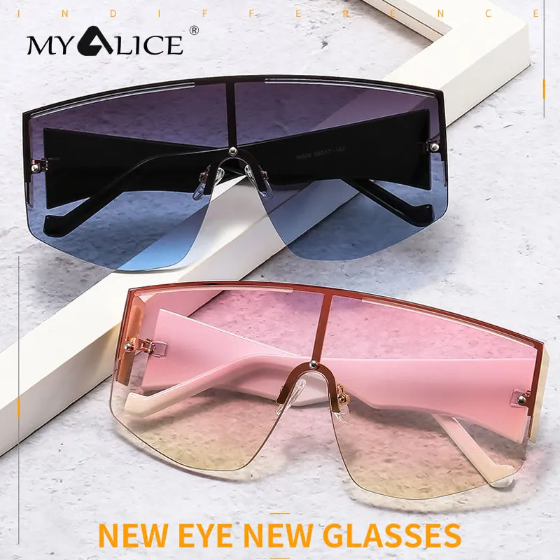 

MYALICE модные большие цельные Солнцезащитные очки женские популярные плоские очки толстые дужки Oculos De Sol Feminino UV400
