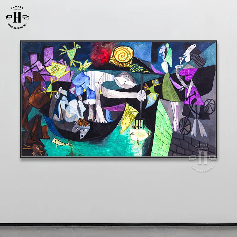 

NHDARC Canvas Print Painting Poster Picasso Abstract Guernica Wall Pictures Art Colorful Modern Large Size Room Home Decoration