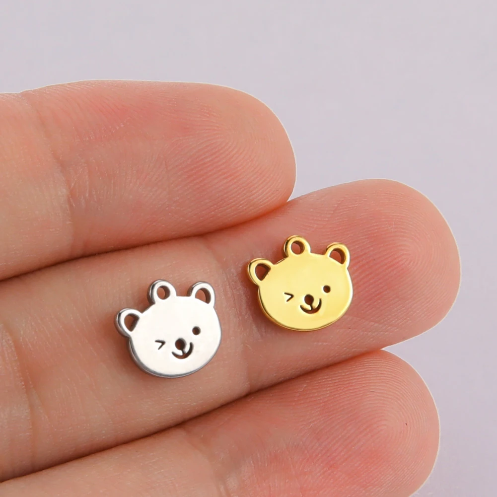 5 шт. / партия нержавеющей стали Медведь Кролик Слон Мини подвеска Милые маленькие