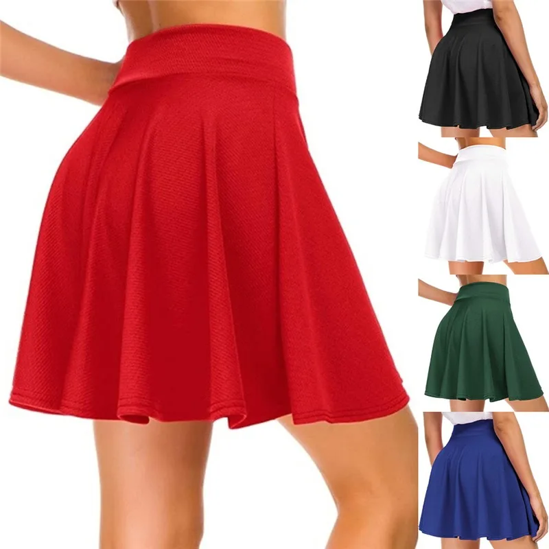 

Женская Базовая Универсальная эластичная Свободная Повседневная мини-юбка, плиссированная красная, черная, зеленая, синяя короткая юбка ст...