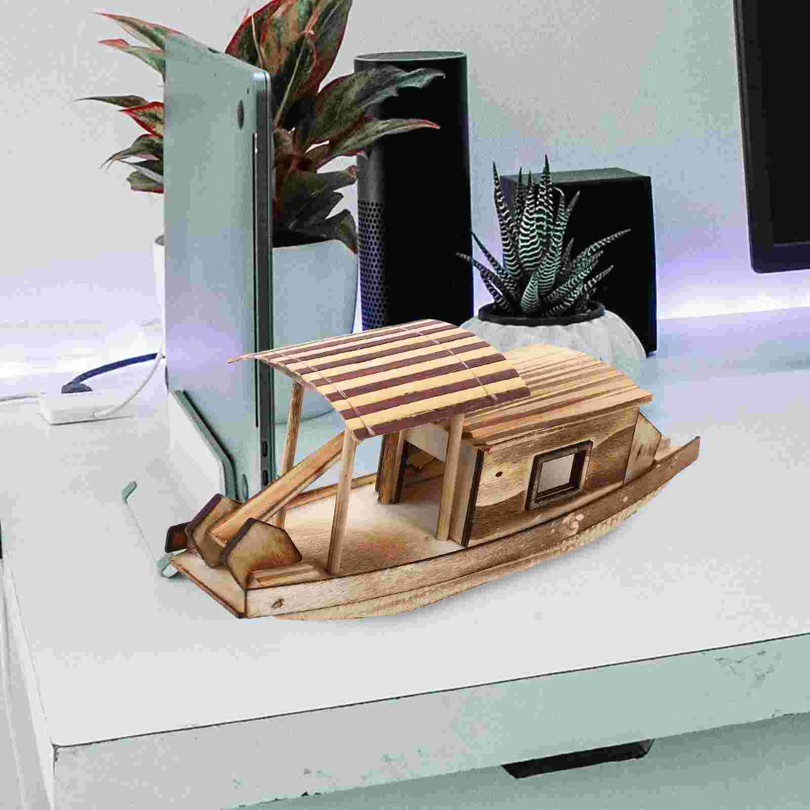 

Fishing Boat Decor Cabinet Decoration For Desktop Wooden Model Home Indoor Modern Sculptures
