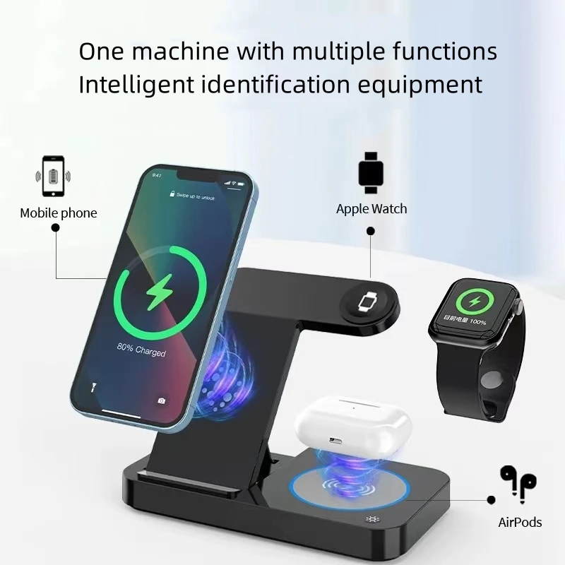 

Foldable 3-in-1 Wireless Charger One Machine With Multiple Functions Intelligent Identification Equipment
