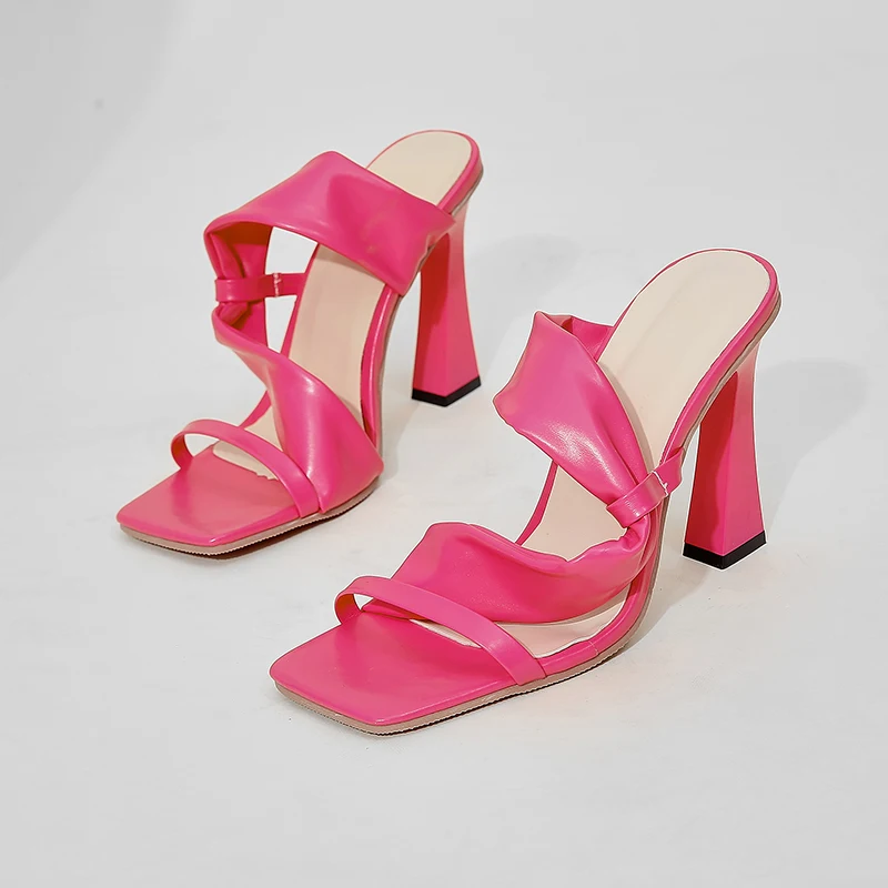 

Women Party Shoes Summer High Heels Large Size Fish Mouth Fashion Pleated Gold Solid Stiletto Ladies Sandal Zapatos De Mujer