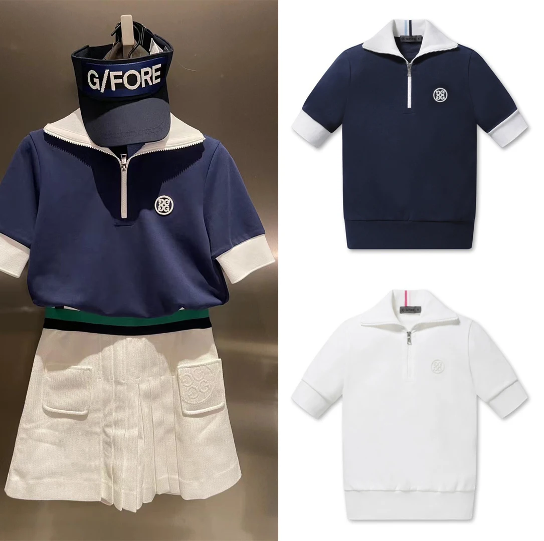 

Женские рубашки для гольфа, новинка 2023, женские дышащие сетчатые рубашки с коротким рукавом и полумолнией, модель 0279