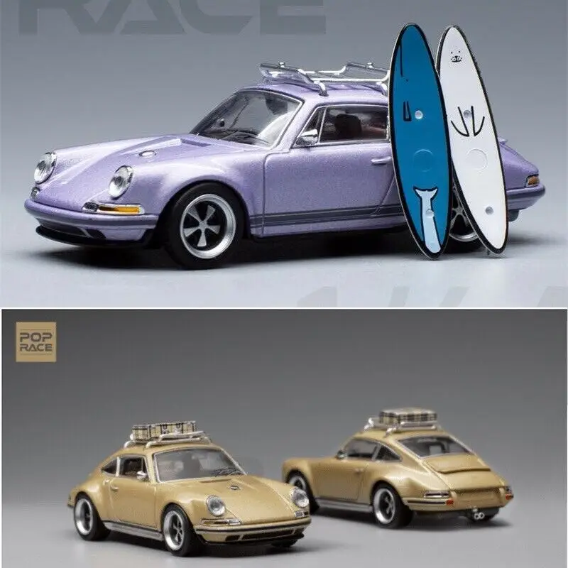 

POP RACE 1:64 Singer 964 Gold / Purple DieCast Model Car Collection Limited Edition Hobby Toy Car