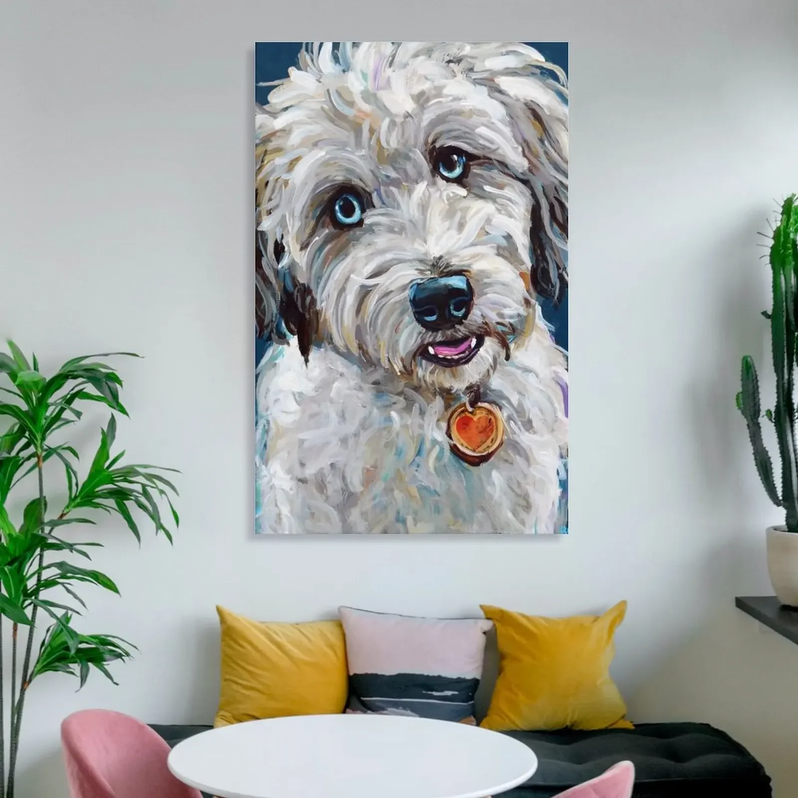 Симпатичные синие глаза Aussiedoodle холст картины украшения для комнаты декоративные