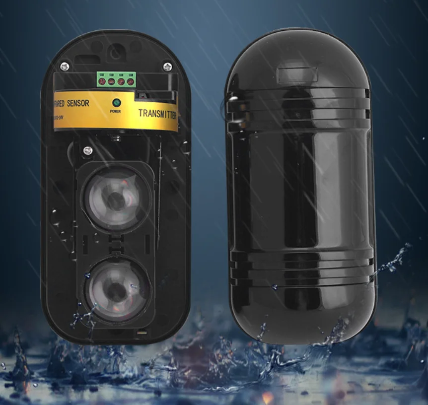 Home Perimeter Infrared Alarm Waterproof Dual Beam Sensor 100m Active Counter Detector Black Security enlarge