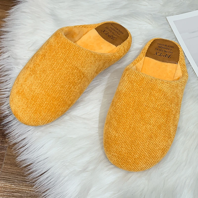 

Новинка, теплые и удобные нескользящие женские тапочки из хлопка, плоская плюшевая Толстая обувь для женщин