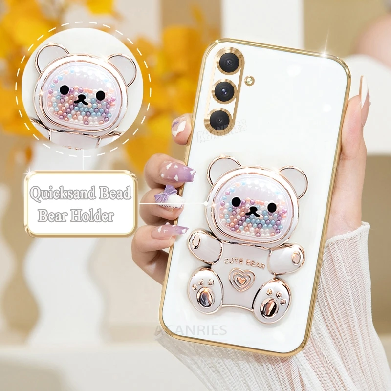 A 16 15 55 54 чехол с держателем медведя для Samsung Galaxy A16 A15 A55 A54 A34 A35 5g Силиконовый