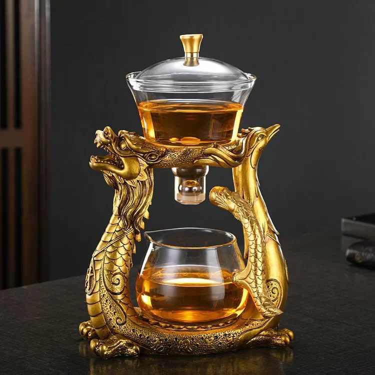 

Прозрачный стеклянный чайник ручной работы "Дракон и Феникс"