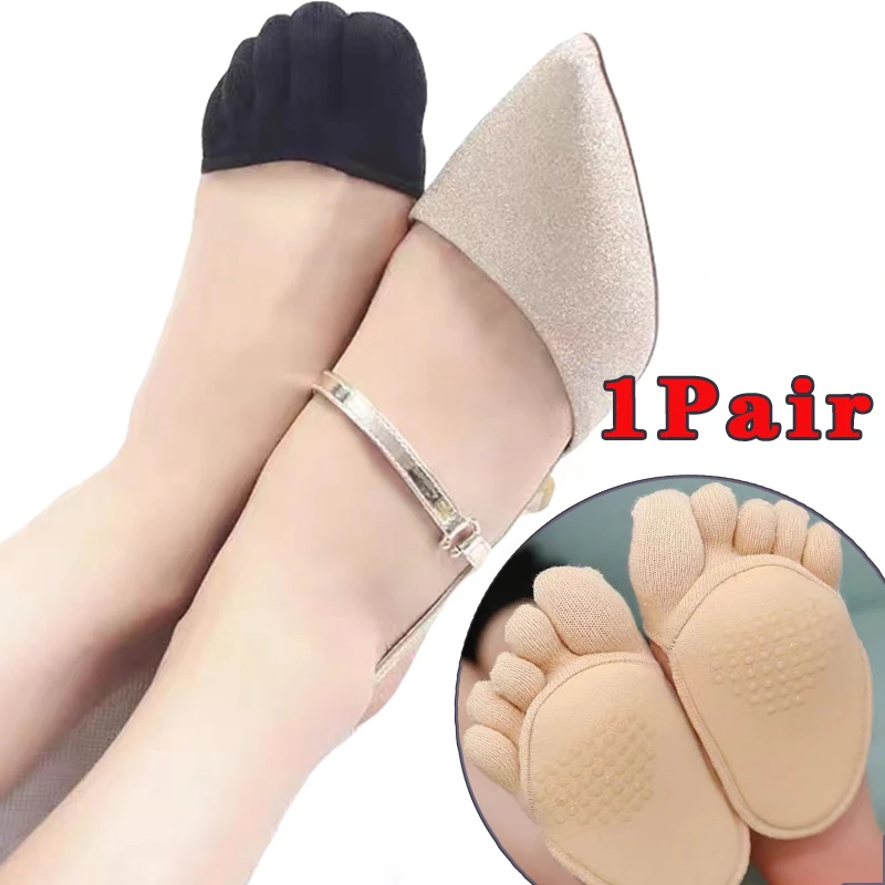 

1Pair Cotton Toe Separator Five Finger Socks Breathable Foot Care Half Insoles Women Men Invisible Boat Socks Summer Split Toe