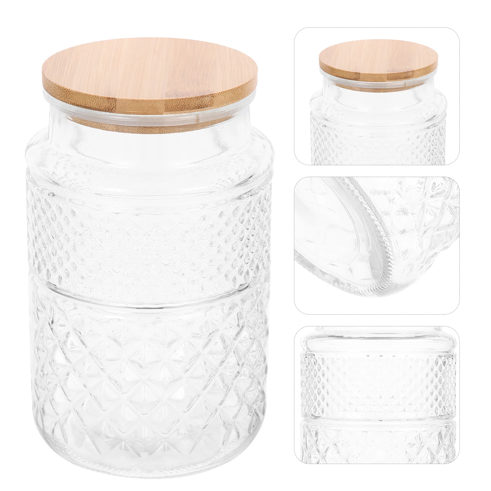 

Delicate Glass Food Canister Practical Glass Cereals Sealed Jar Transparent