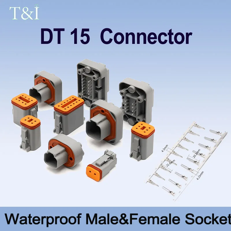 

DT15-6P 6-hole DTtype PCB needle socket plug car waterproof connector male and female docking terminal DT06-6S