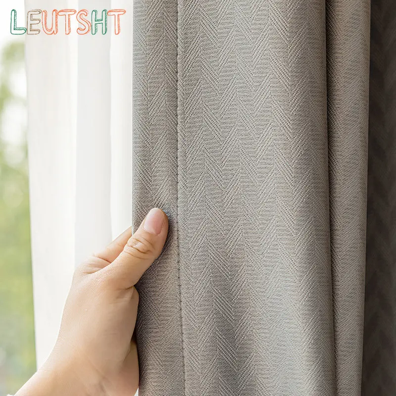 

2022 New Japanese Curtains for Living dining Room Bedroom Gray Milk Tea Color Wheat Spike Full Blackout window curtain Custom