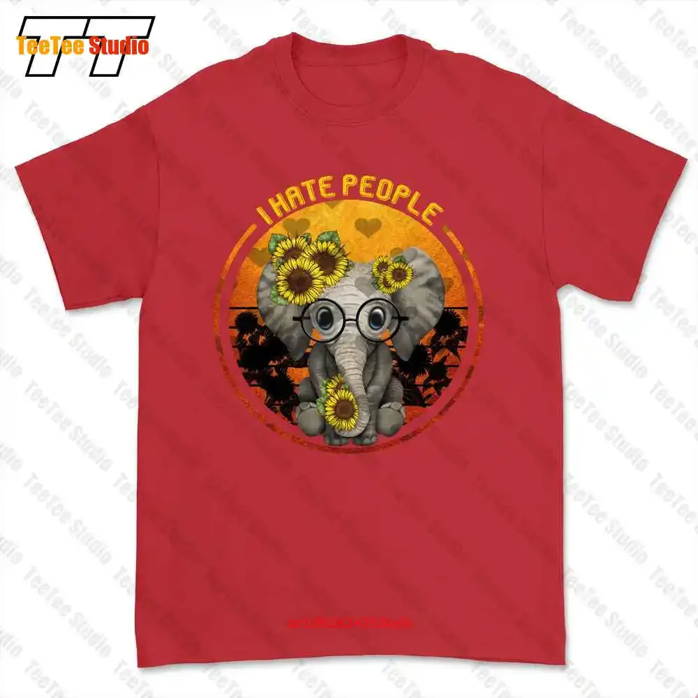 Elephant Sunflower I Hate People T-shirt Tee NK0G