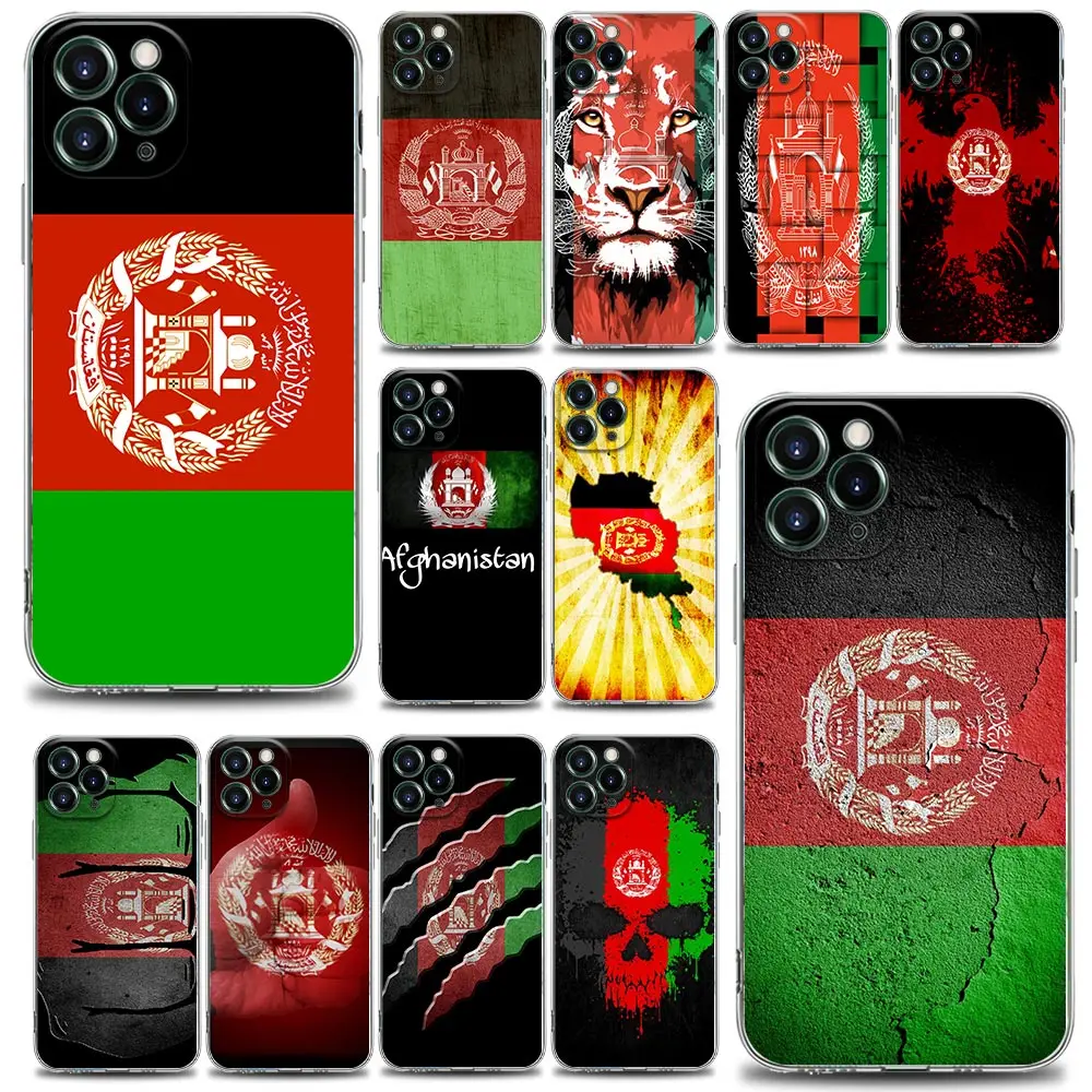 

Funda Coque Clear Phone Case for iPhone Apple 11 12 13 14 Pro 7 8 SE X XR XS Max Mini Plus Case Capa Cover Flag Of Afghanistan