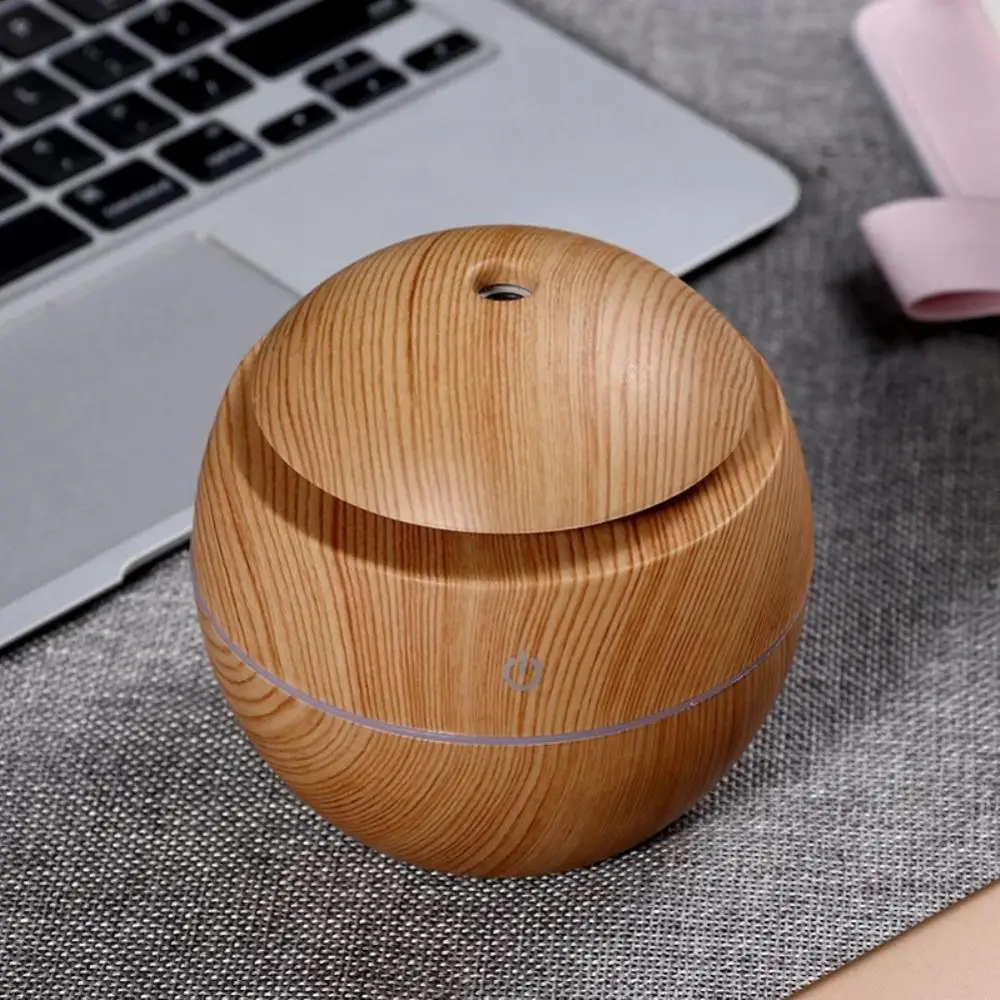 

130ml Waters Sprayer 1pcs Led Night Light Colorful Aromatherapy Home Round Wood Grain Cool Mist Maker Compact And Portable Home