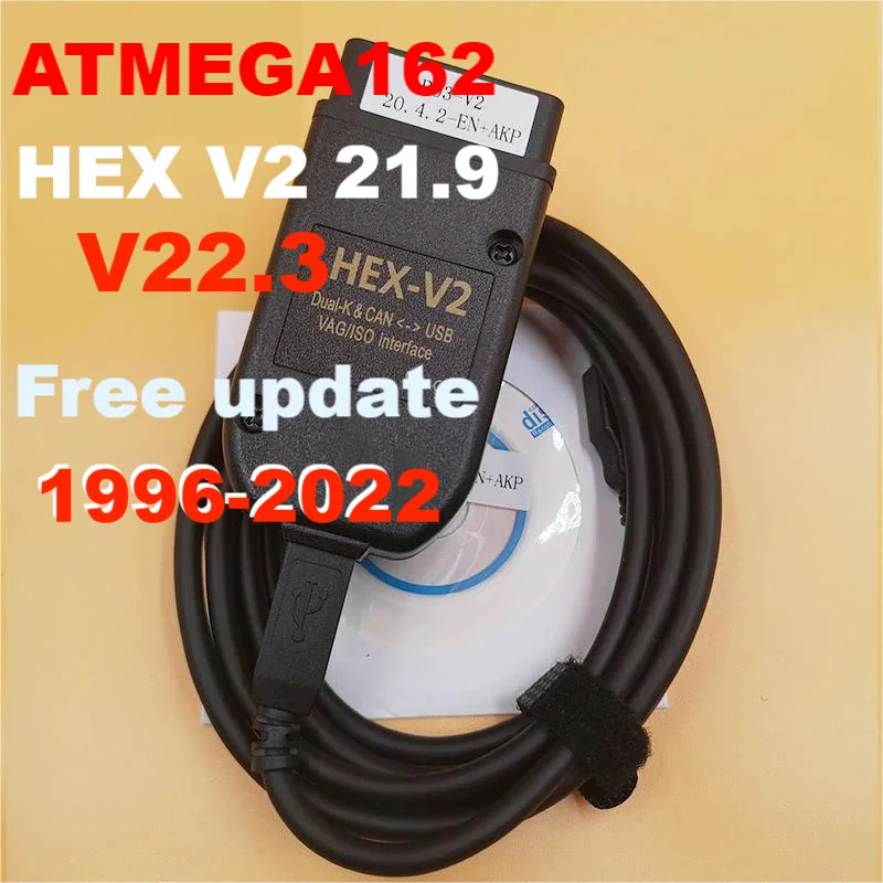 

[2022 HOTSALE] VAG COM 22.3 Obd2 Scanner HEX V2 VAG COM 21.9 FOR VW AUDI Skoda Seat ATMEGA162 Multi-language VAGCOM VCDS HEX V2