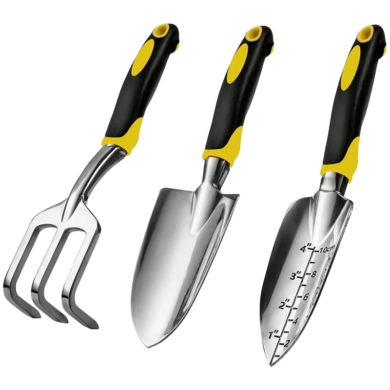 

Garden Tool Set, 3 Pcs Garden Tool Kits, Trowel, Transplanter And Cultivator, Alloy Hand Garden Tool With Ergonomic