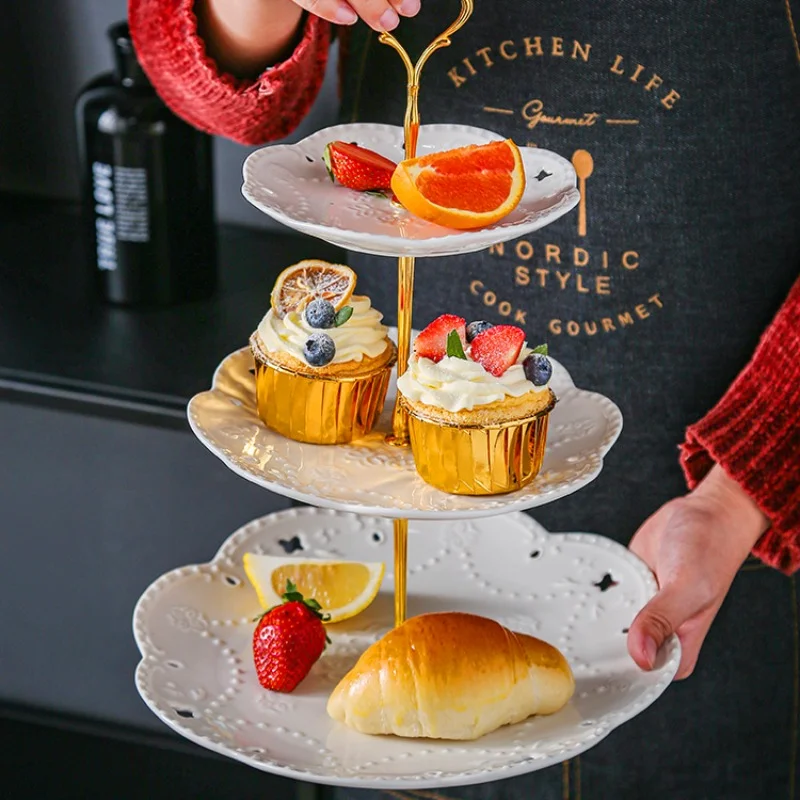 Керамическая тарелка для фруктов европейская трехуровневая торта