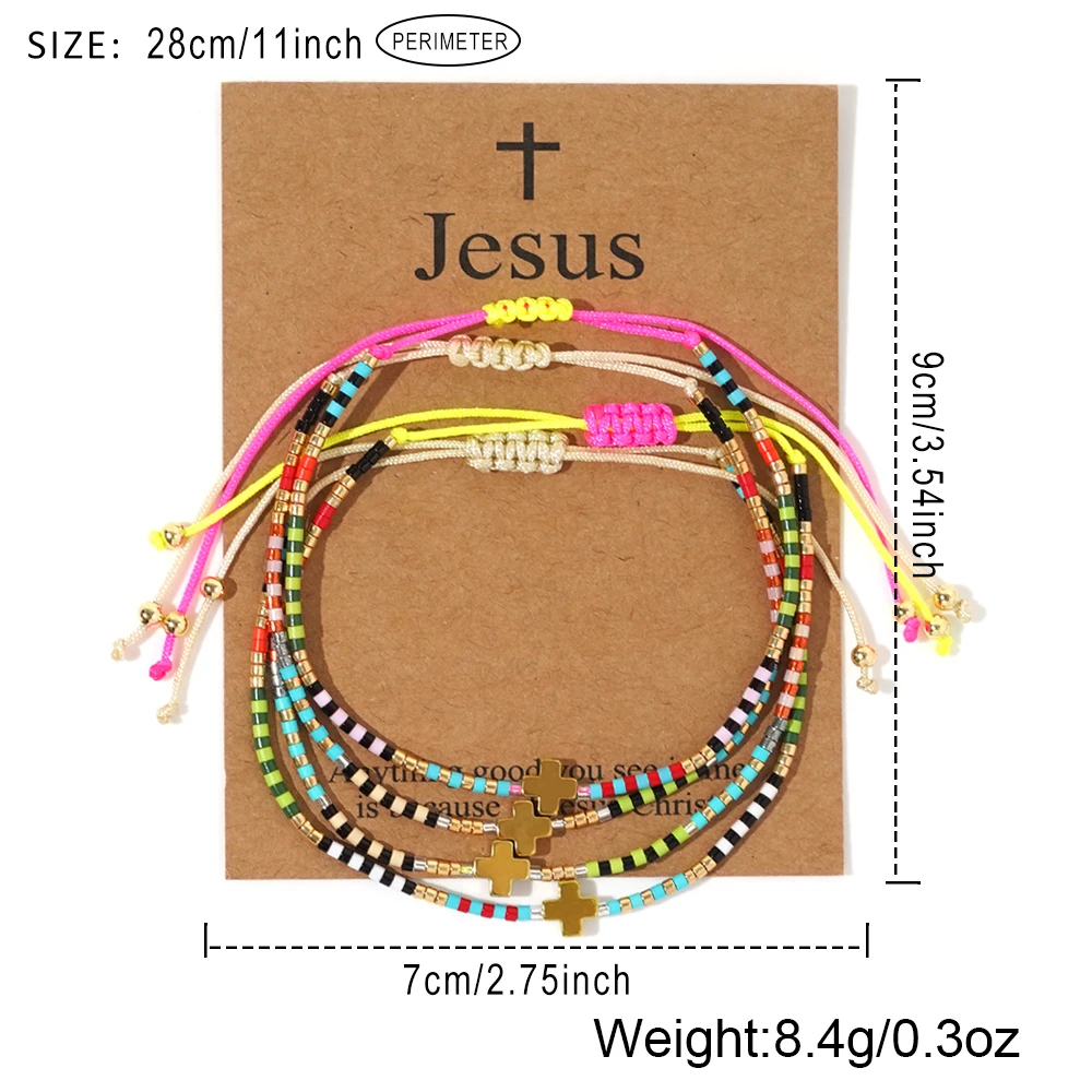 4 шт./набор браслет на удачу с подвеской-крестом