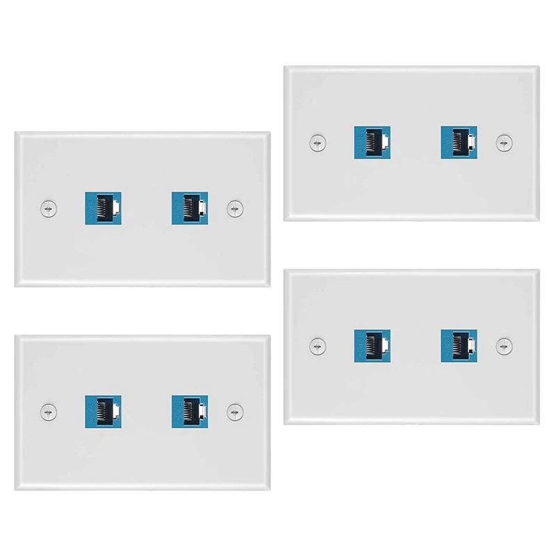 

8 Pieces 2 Port Ethernet Wall Plate, RJ45 Cat6 Female To Female Jack Inline Coupler Face Plates