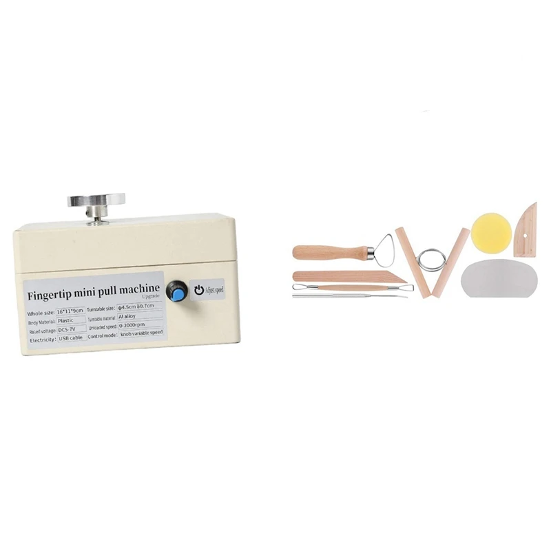 

USB Mini Pottery Wheel Machine DIY Art Clay Making Working Machine Electric Pottery Wheel With Pottery Tool Kit 8Pcs Set