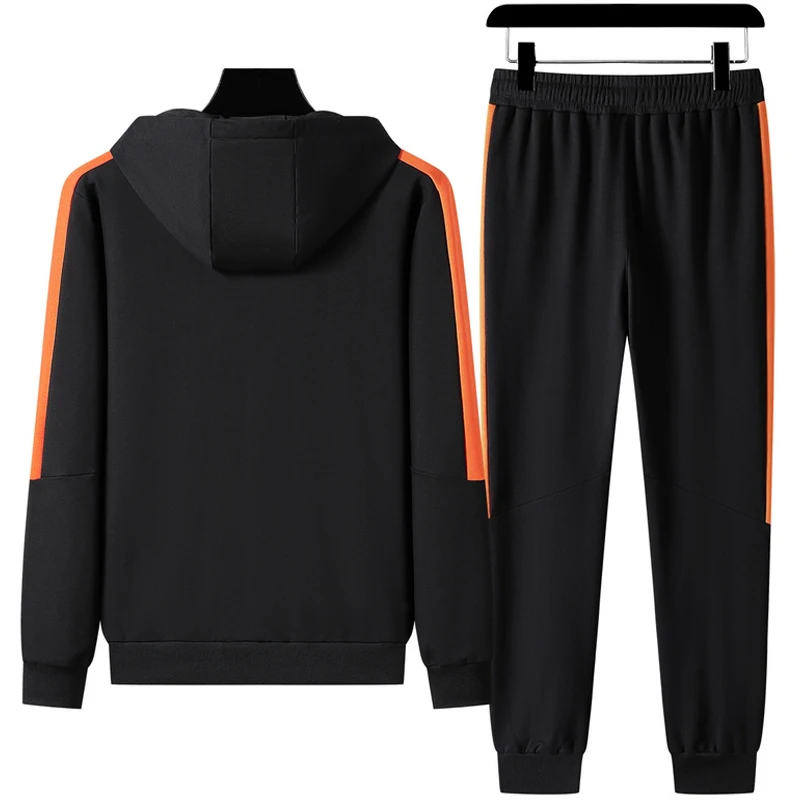 Мужской спортивный костюм с капюшоном черный из двух предметов Толстовка и