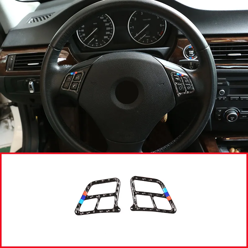 

Carbon Fiber For BMW E90 3 Series 2005-2013 Car Steering Wheel Button Frame Trim Accessories