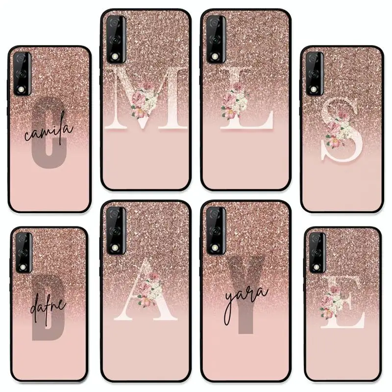 

Letter Pink Shiny Phone Case for Huawei Y 6 9 7 5 8s prime 2019 2018 enjoy 7 plus