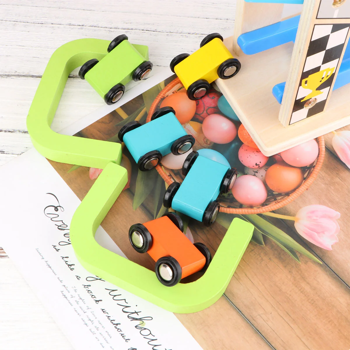 

Small Trucks Toys Car Ramp Racer Car Ramp Toy Toddler Race Track Toys Kid Gifts Ramp Race Wooden Gliding Car