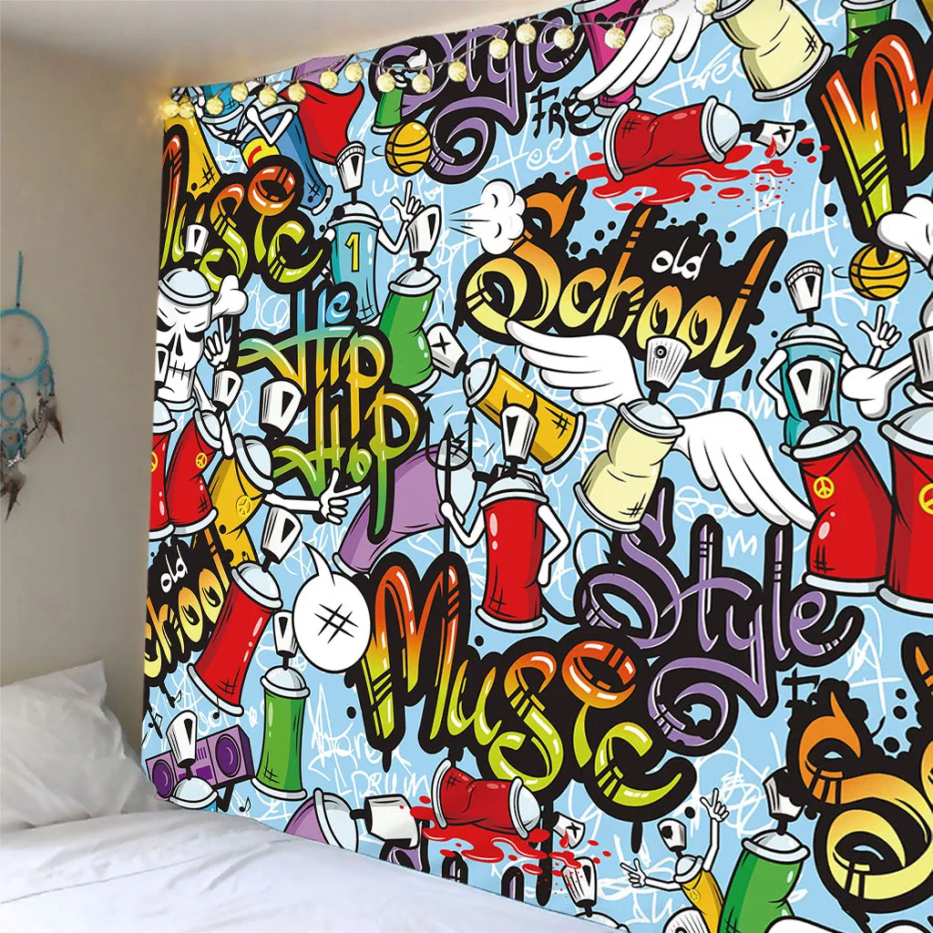 

3D Graffiti Tapestry Wall Hanging For Kids Bedspread Dorm Cover Beach Towel Backdrop Home Room Wall Art Multiple sizes Dropship