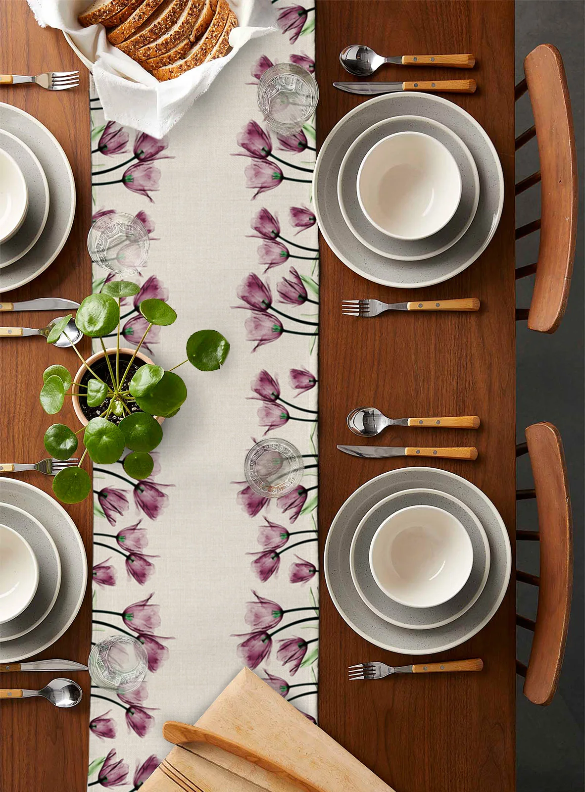 Оранжевый столовый бегунок с узором тюльпанов - современное украшение для дома и свадьбы, покрывало для кухонного шкафа.