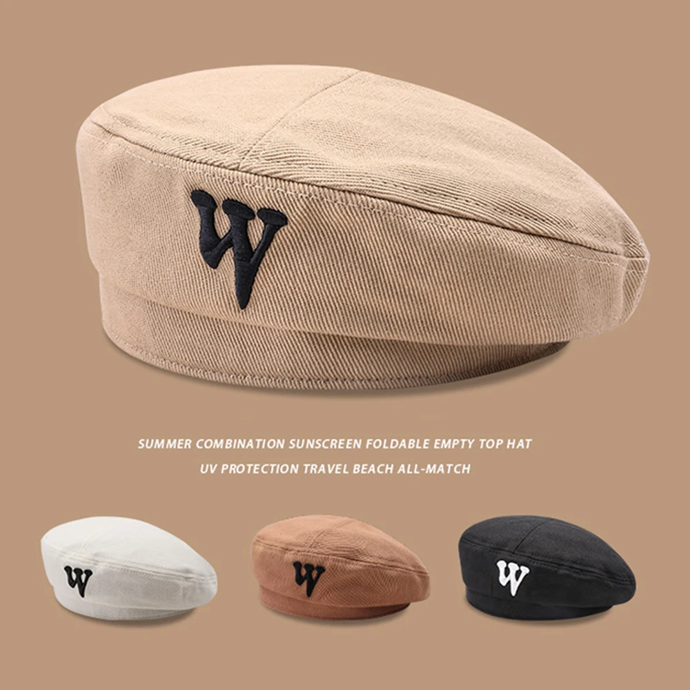 

French Artist Beanie Beret Hat with Durable Cotton Lettering Embroidery Design Lightweight Cap for Daughter Women Student H9
