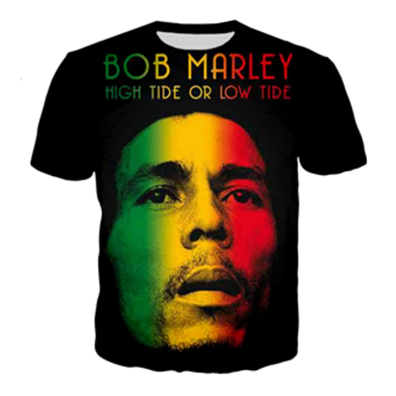 

Новинка 2023, летние модные футболки в стиле хип-хоп, оригинатор регги, Боб Марли, 3D мужская футболка с рисунком, Женская Повседневная футболка большого размера с круглым вырезом