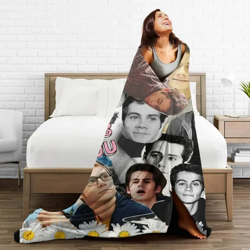 

Dylan O'Brien Teen-Wolf Flannel Spring/Autumn Plaid Multi-Function Lightweight Throw Blankets For Home Couch Quilt