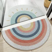 Entrance Rug Ins Style Fresh High Elastic Silk Circle Semicircle Small Floor Mat PVC Absorbent Non-Slip Bottom Dust Removal