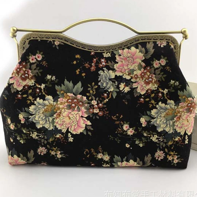 

Canvas Kiss Clasp Women Coin Purse Vintage Flower Clutch Bag Small Bags Card Holder Hasp Phone Bag Handbag Clutch
