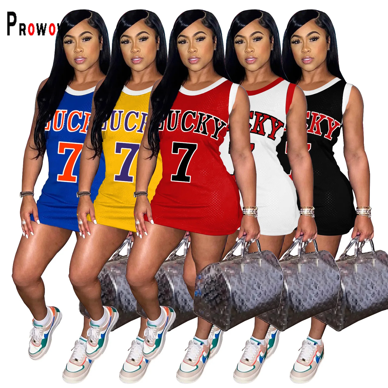 

Женское Повседневное платье-жилет Prowow, летние спортивные мини-платья с буквенным принтом для женщин, облегающая женская уличная одежда без ...