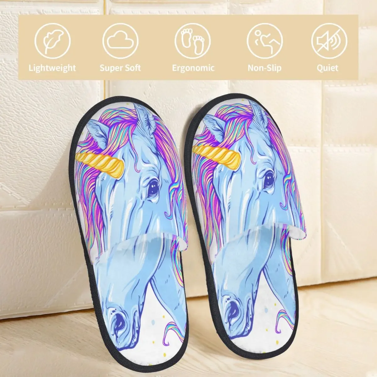 Домашние Красочные Теплые тапочки с головой единорога домашние плюшевые мягкие