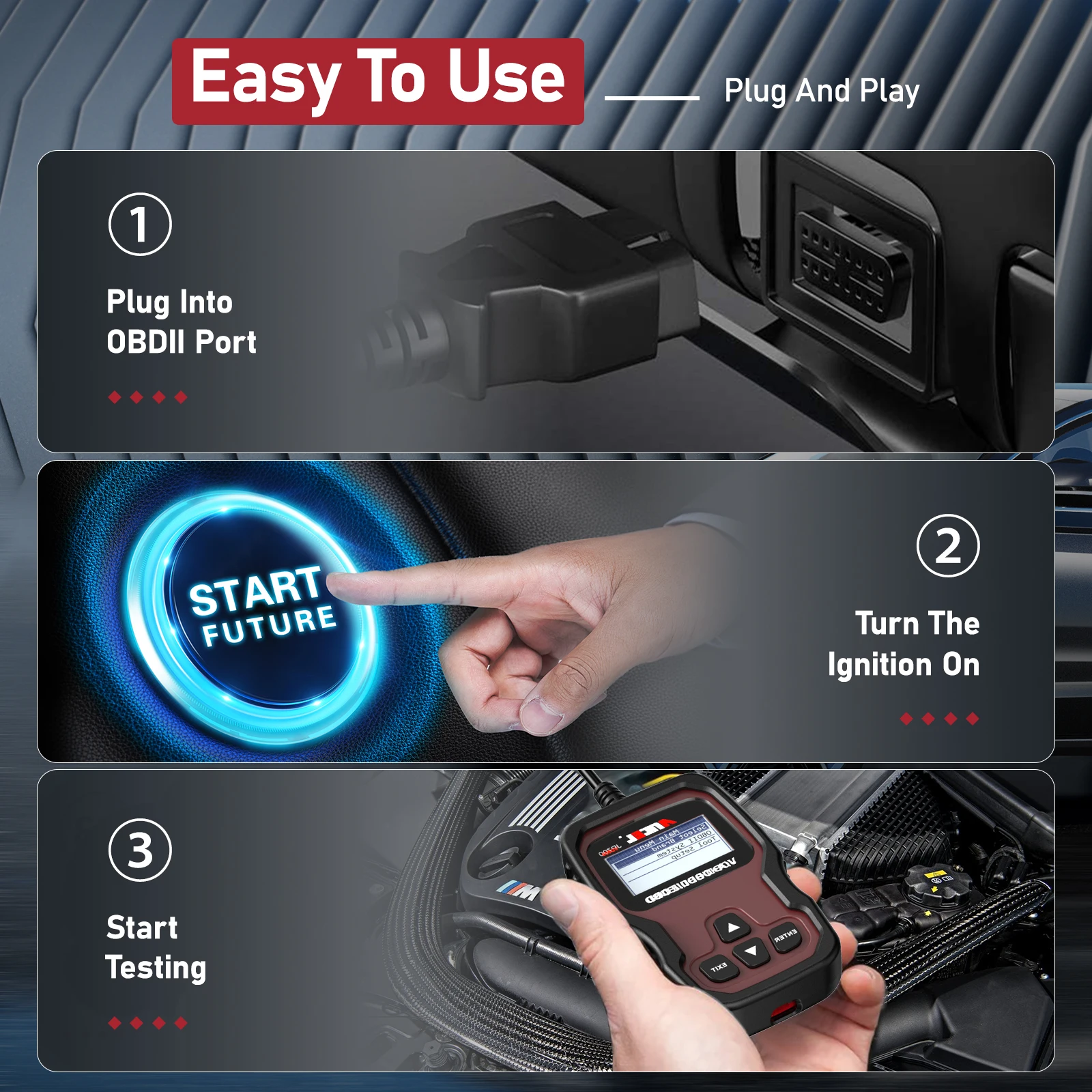 ANCEL JP700 OBD2 сканер автомобильный считыватель кодов проверка света двигателя